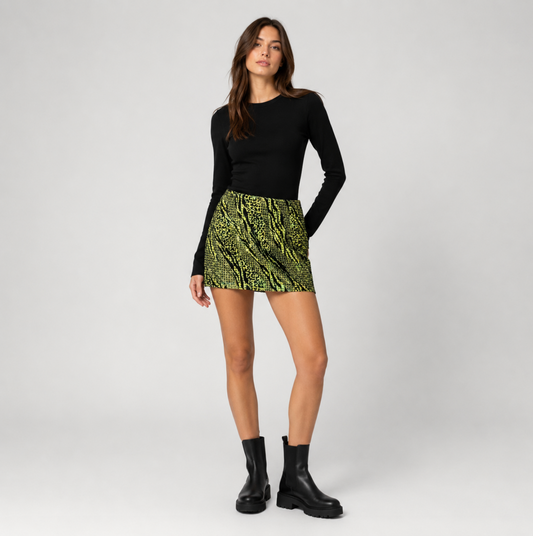 Neon Animal Print Minirock
