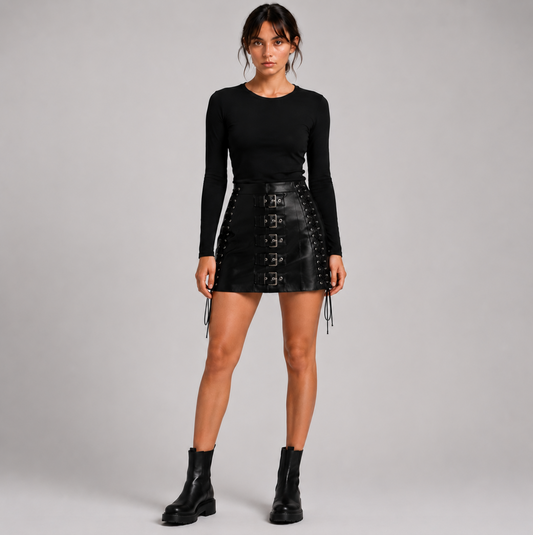 Noir Voltage Buckled Mini Skirt